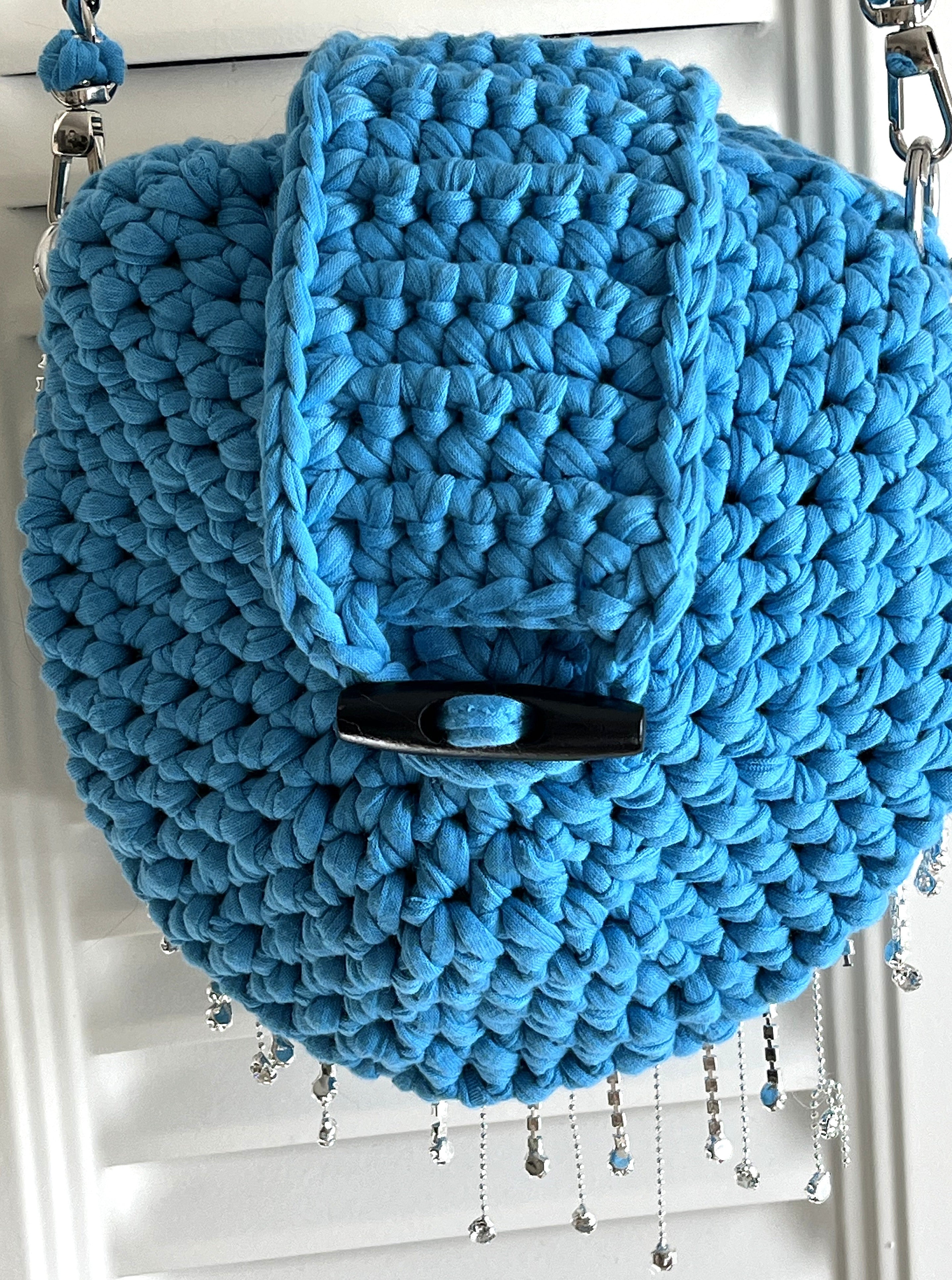 Blue Round Evening Crocheted Purse