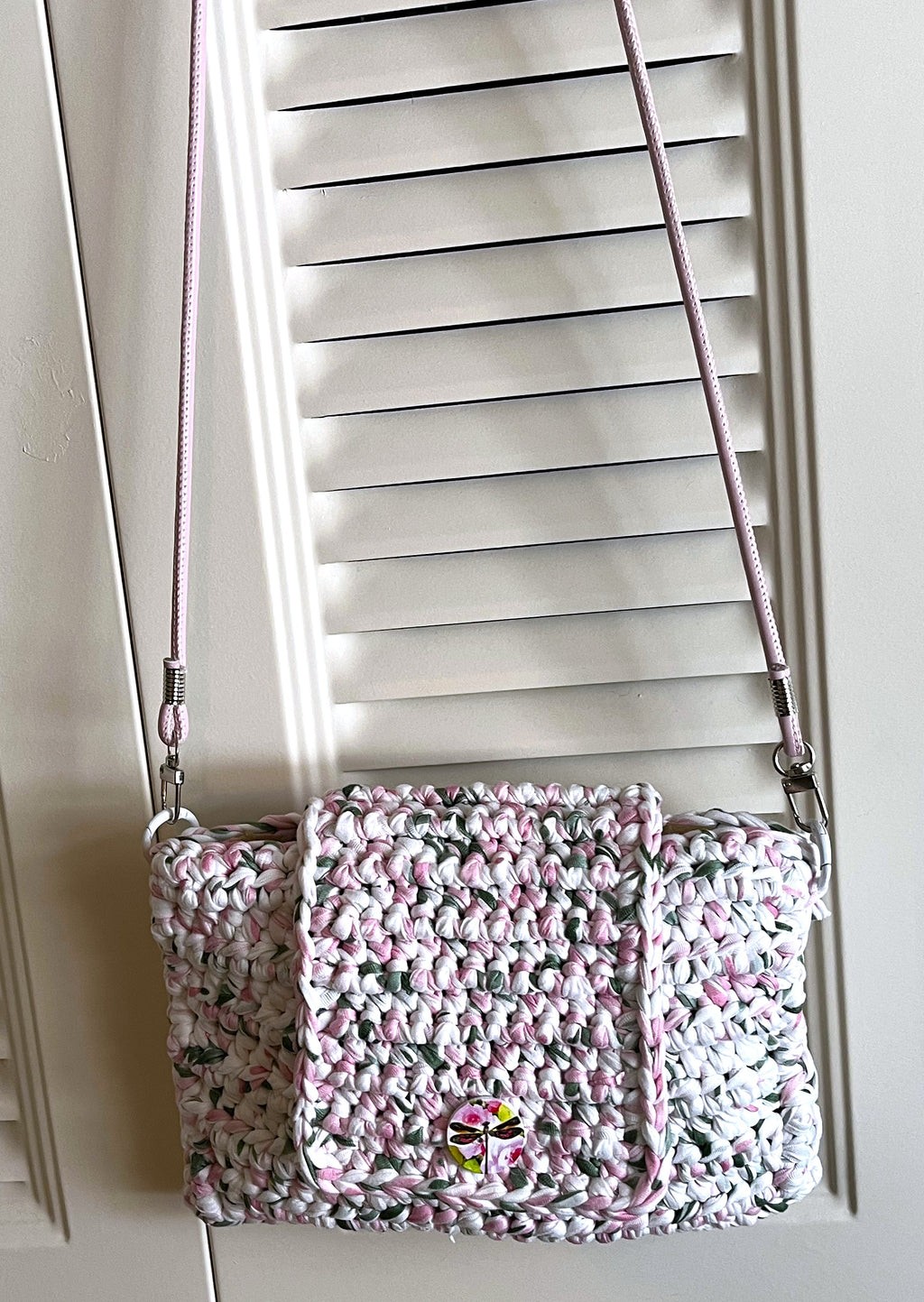 Pink/White/Green Spring Crocheted Purse