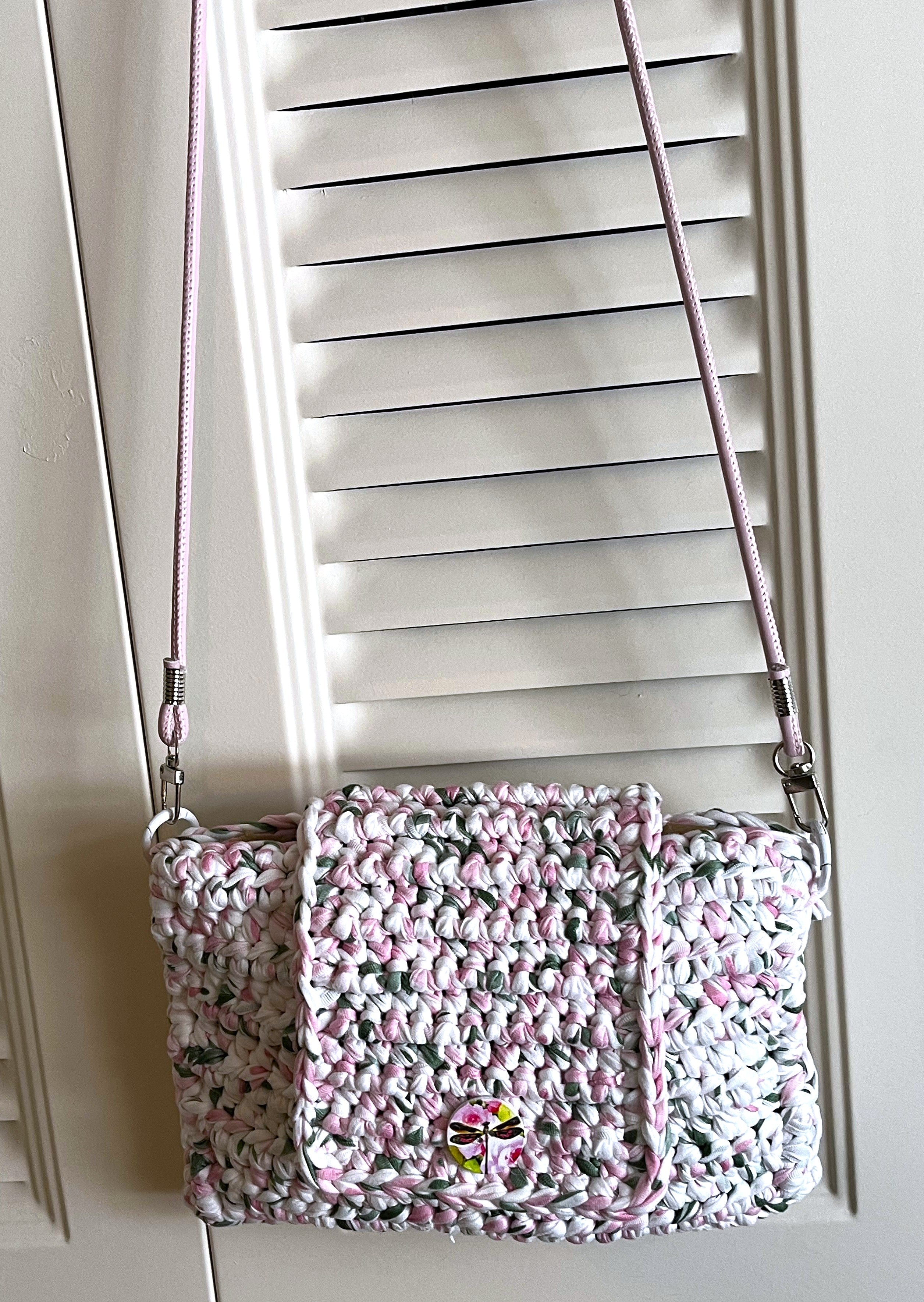 Pink/White/Green Spring Crocheted Purse