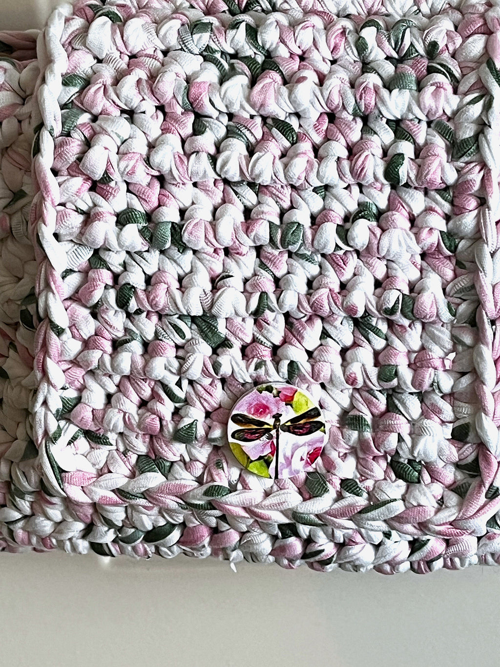 Pink/White/Green Spring Crocheted Purse