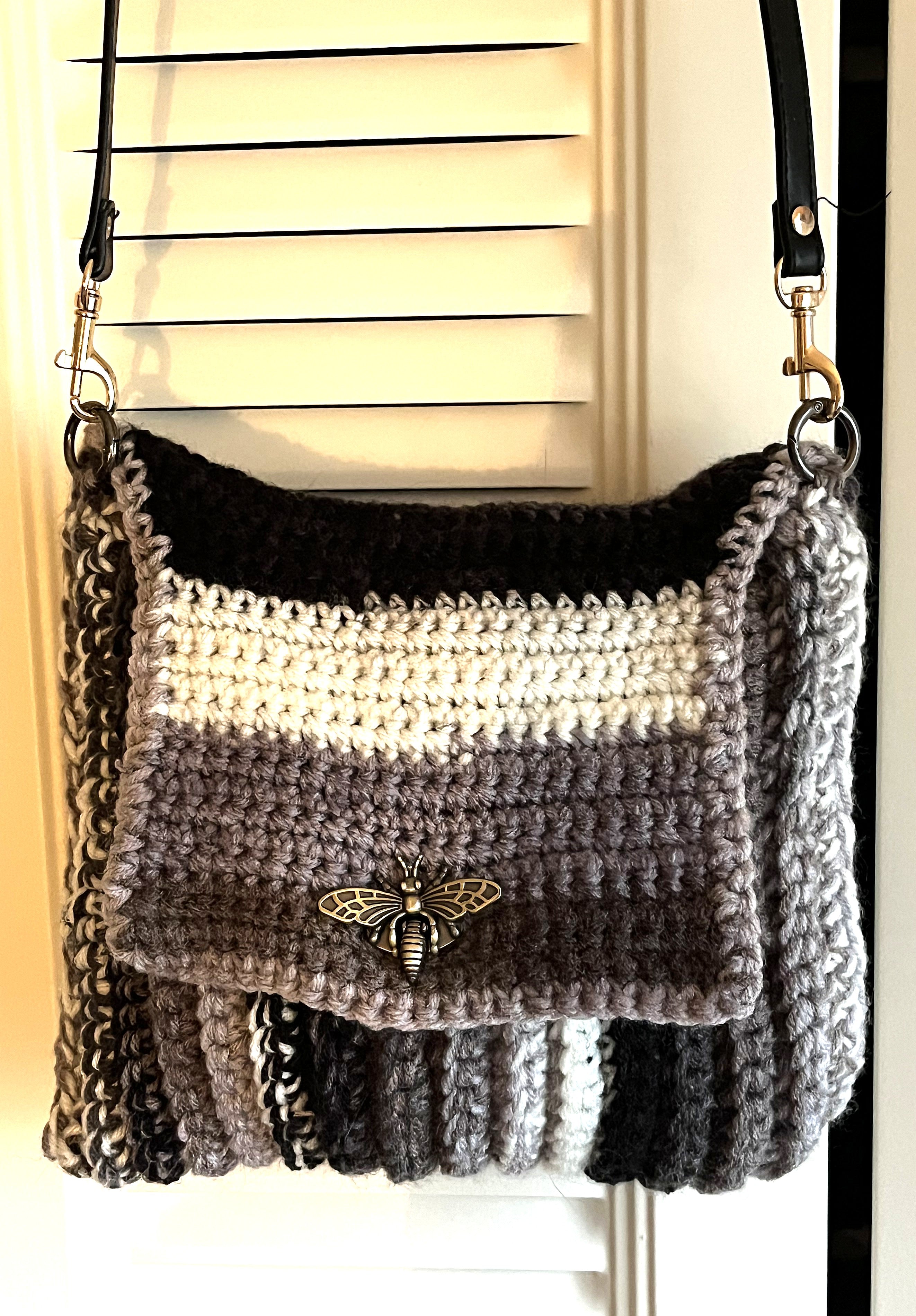 Variegated Grey Crocheted Purse