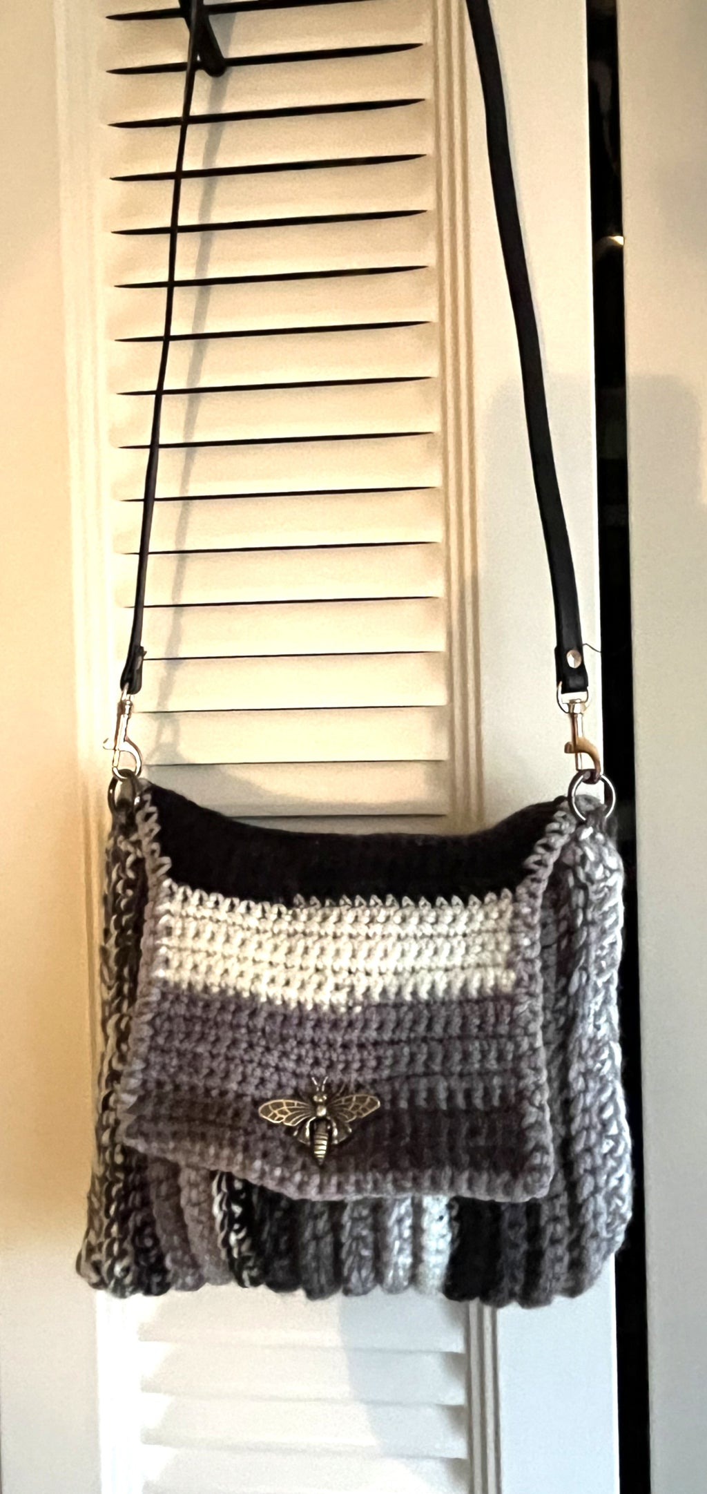 Variegated Grey Crocheted Purse