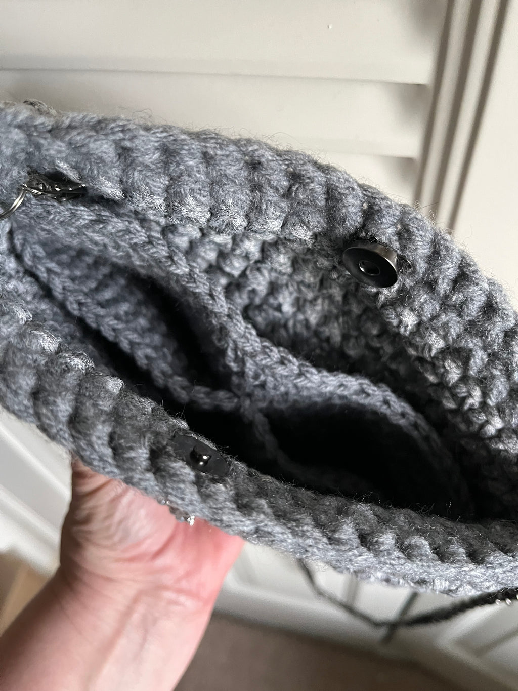 Grey Crocheted Evening Bag