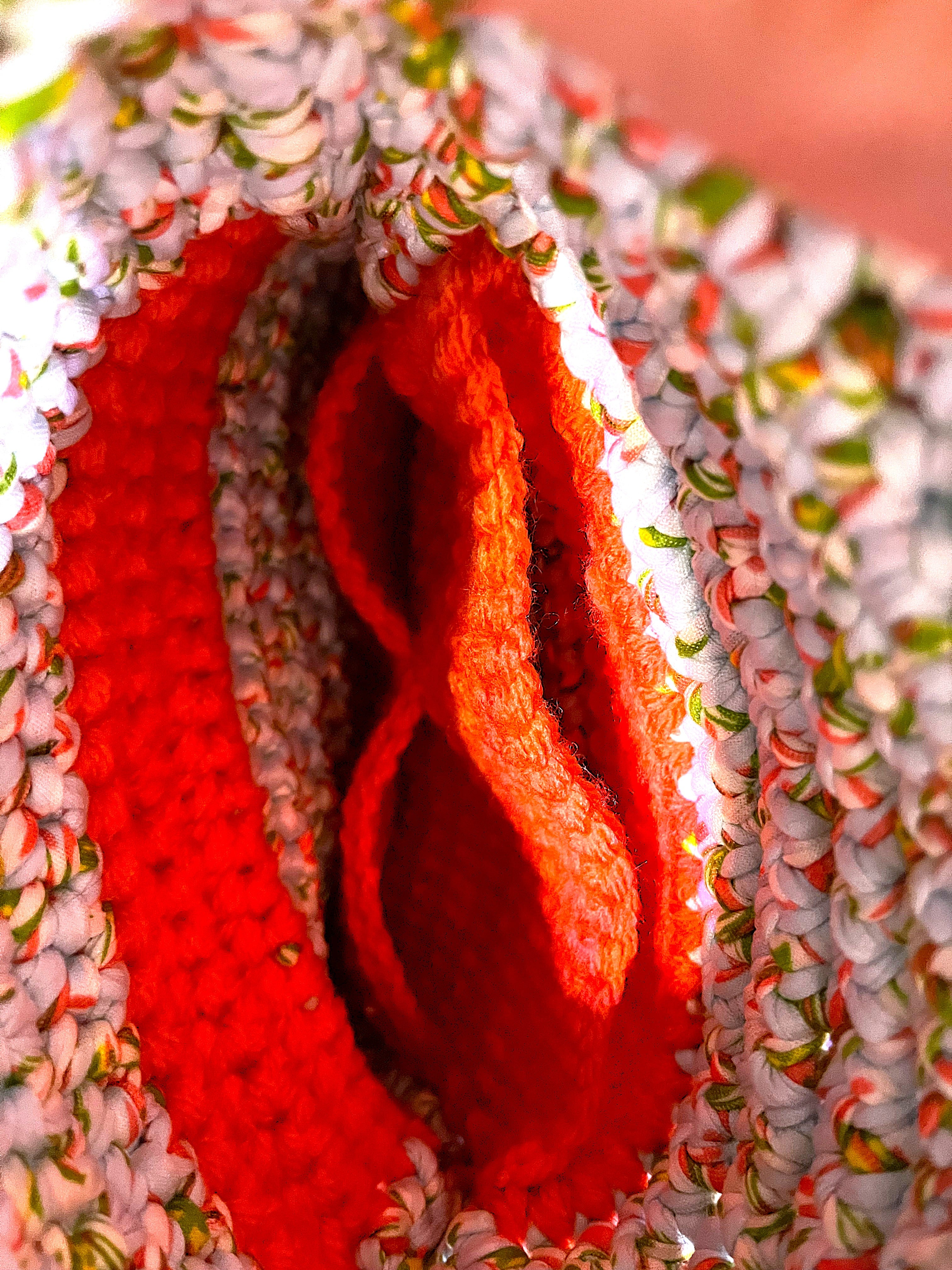 Papaya Spring Crocheted Crossbody Purse