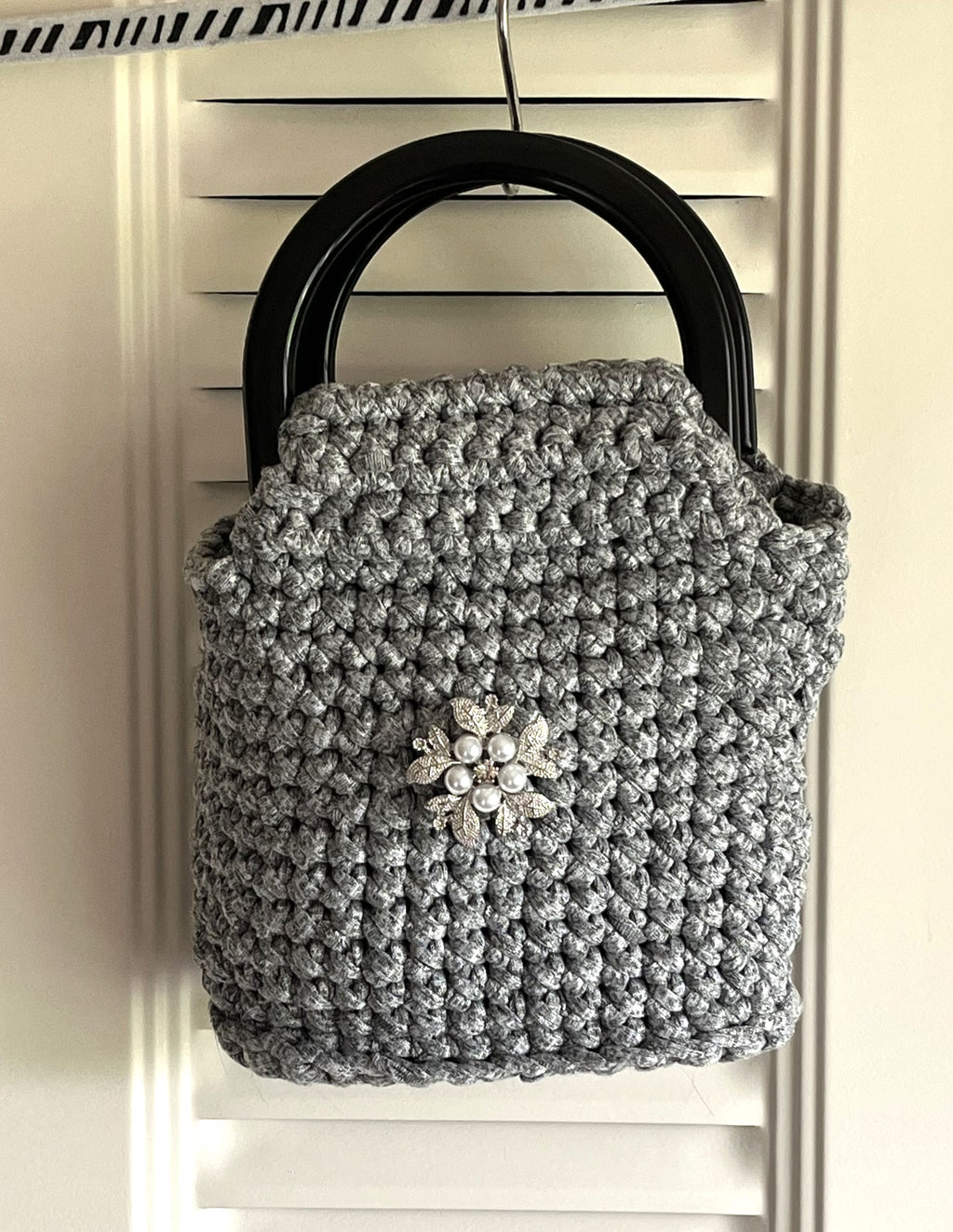 Grey Evening Crocheted Purse