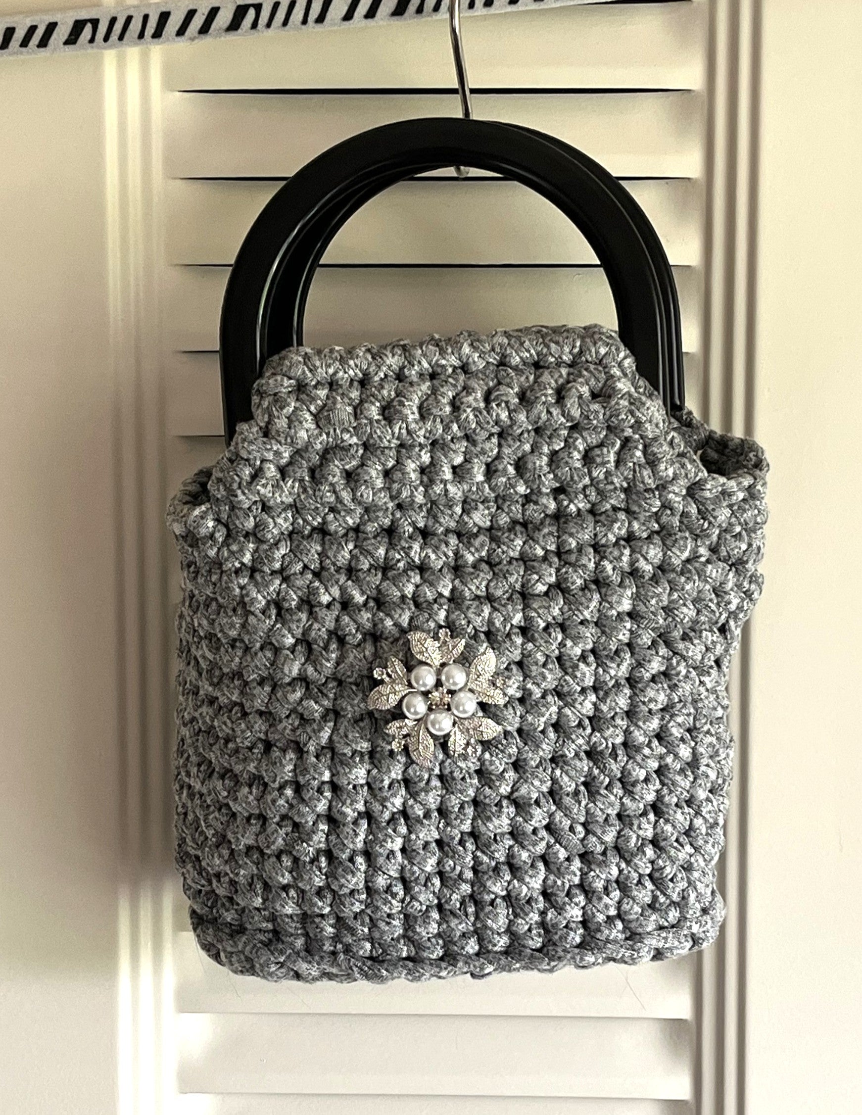 Grey Evening Crocheted Purse