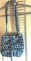 Blue Variegated Drawstring Crochet Purse