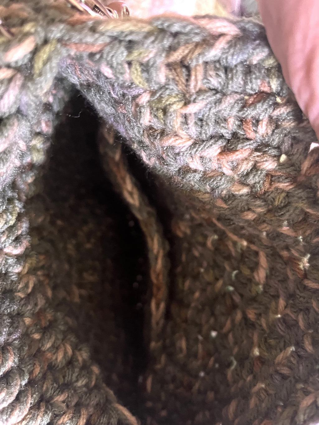 Sage/Tan Semi Circle Crocheted Purse