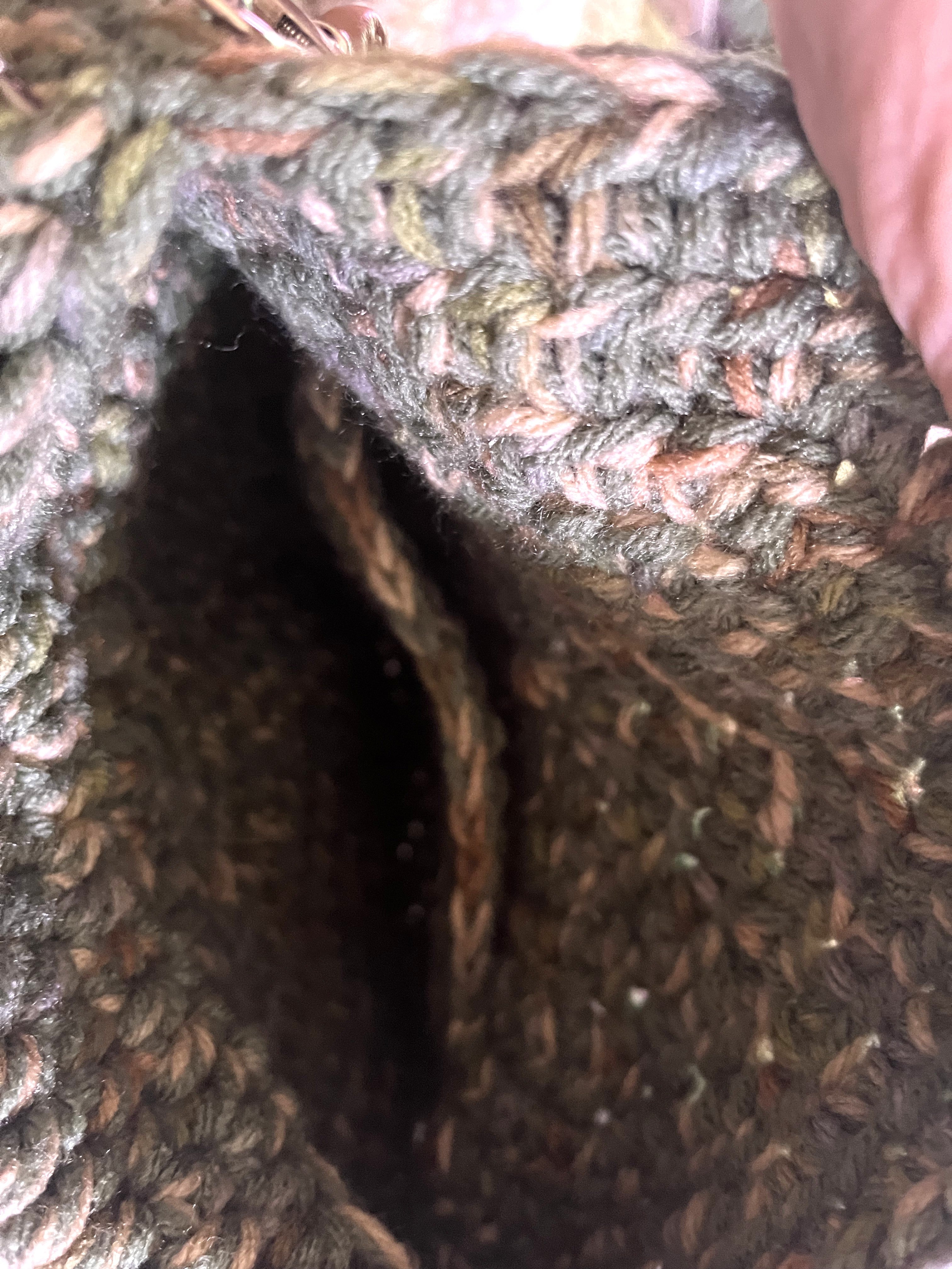 Sage/Tan Semi Circle Crocheted Purse