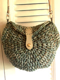 Sage/Tan Semi Circle Crocheted Purse