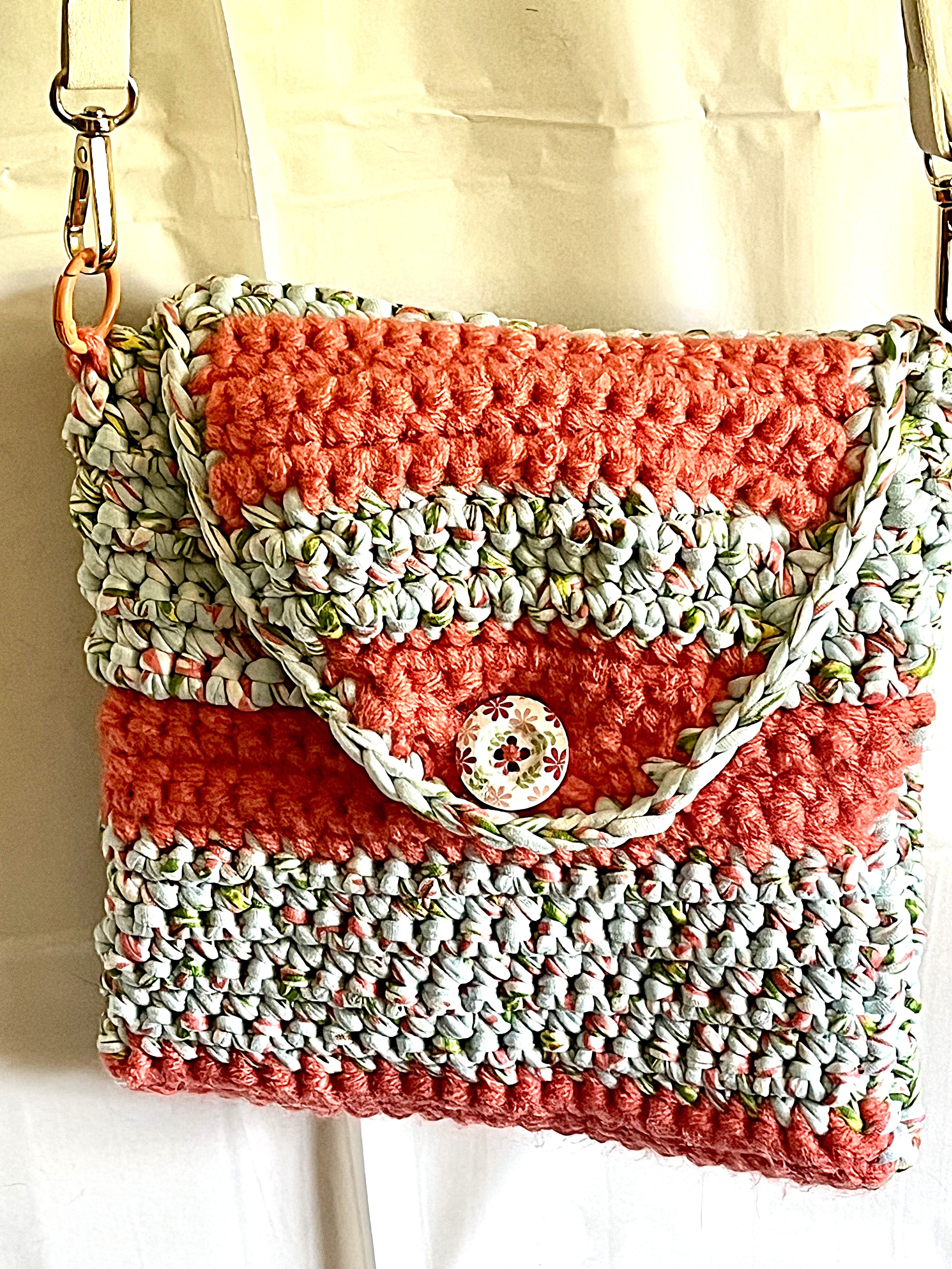 Papaya Spring Crocheted Crossbody Purse