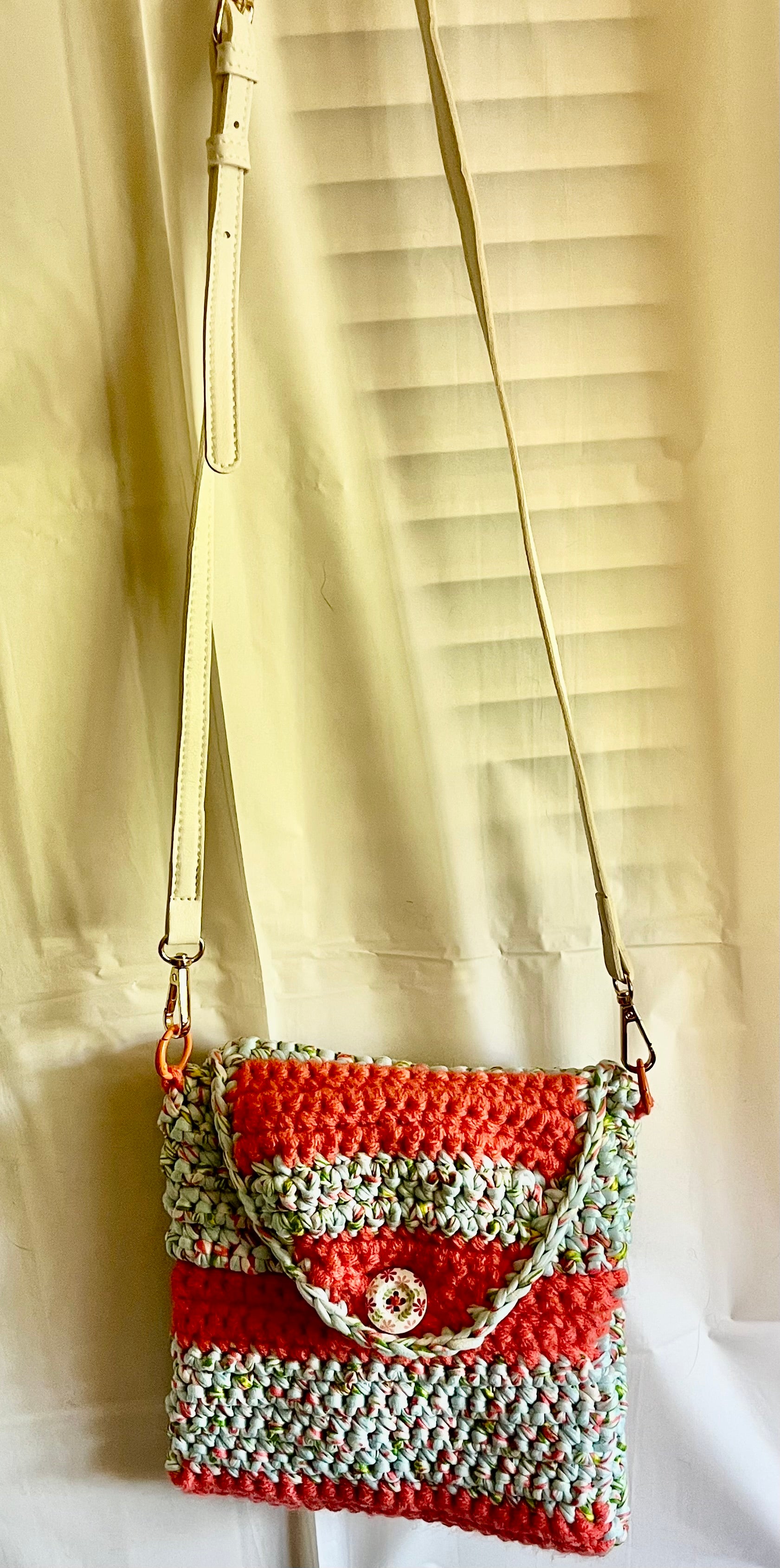 Papaya Spring Crocheted Crossbody Purse