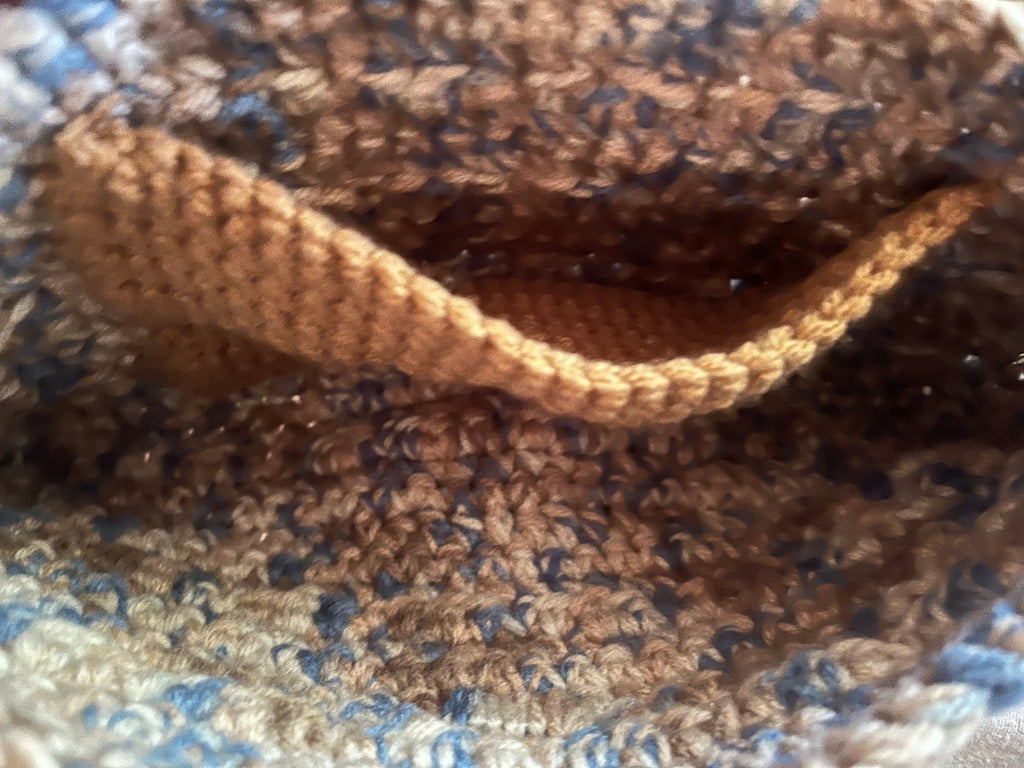 Blue/Tan Variegated Clutch Crocheted Purse