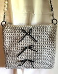 Grey Bowed Crocheted Purse