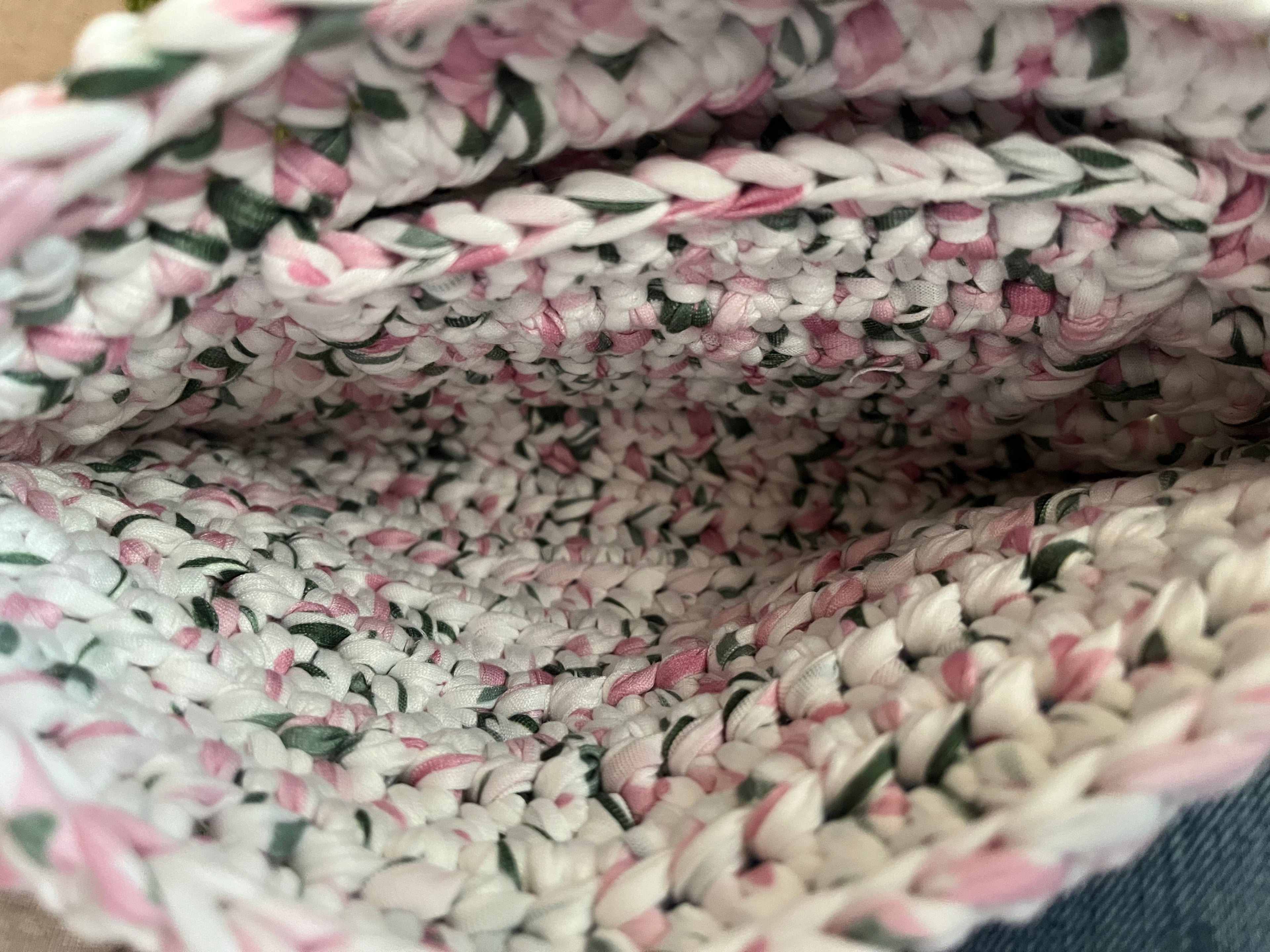 Pink/White/Green Spring Crocheted Purse