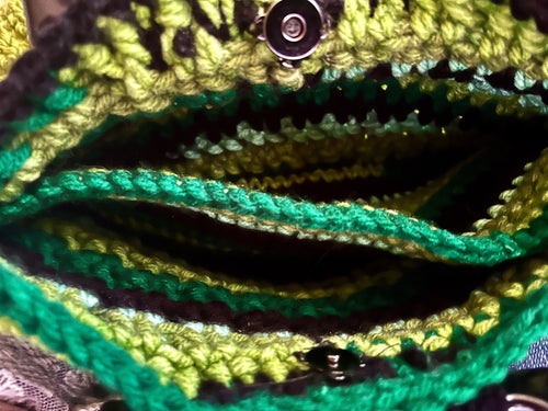 Chunky Variegated Green Crocheted Handbag