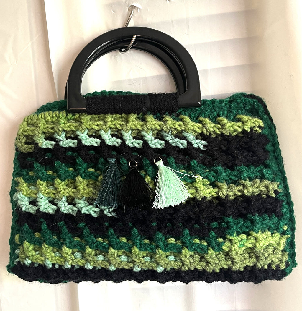 Chunky Variegated Green Crocheted Handbag