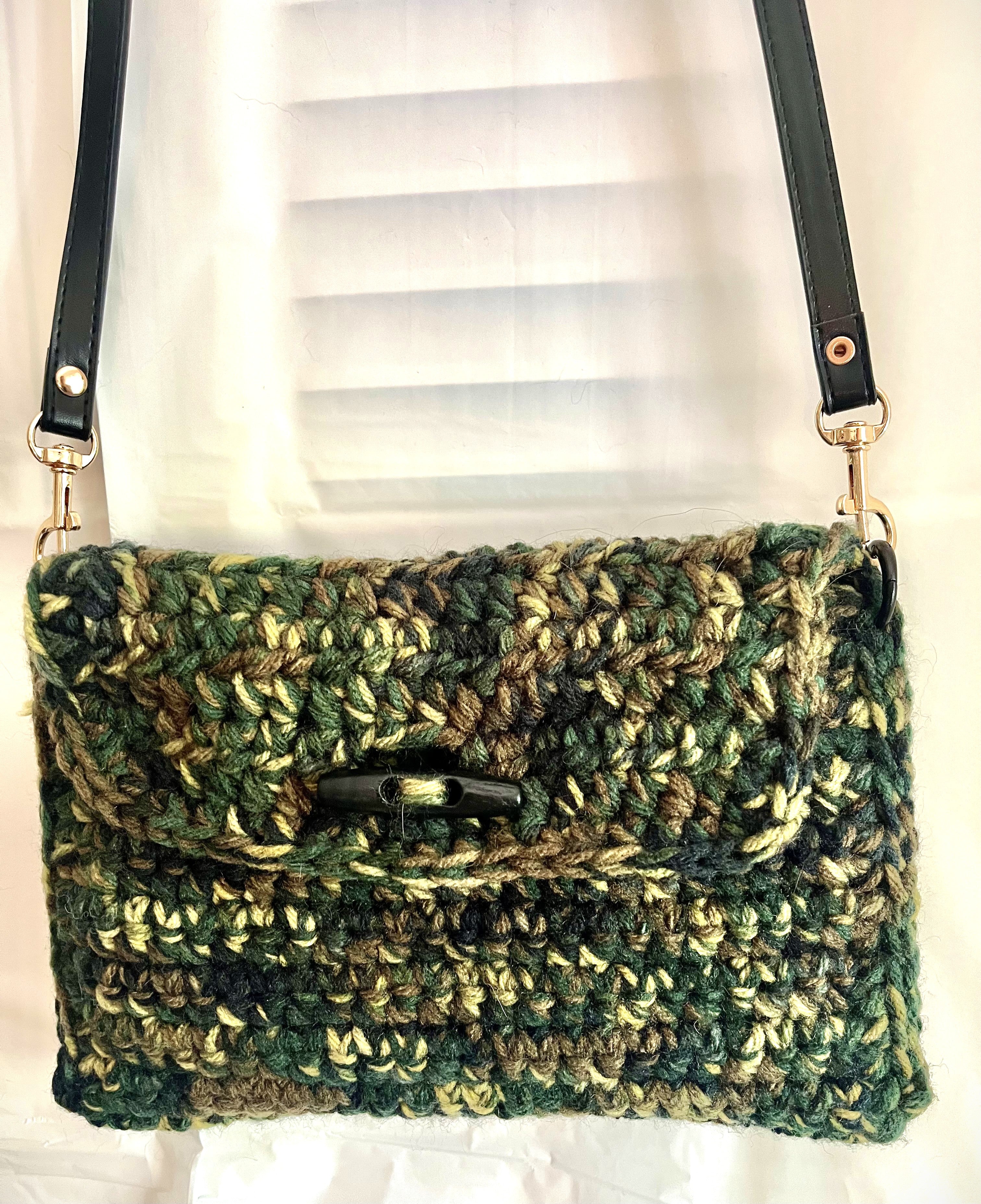Camo Small Clutch Crossbody Crocheted Purse