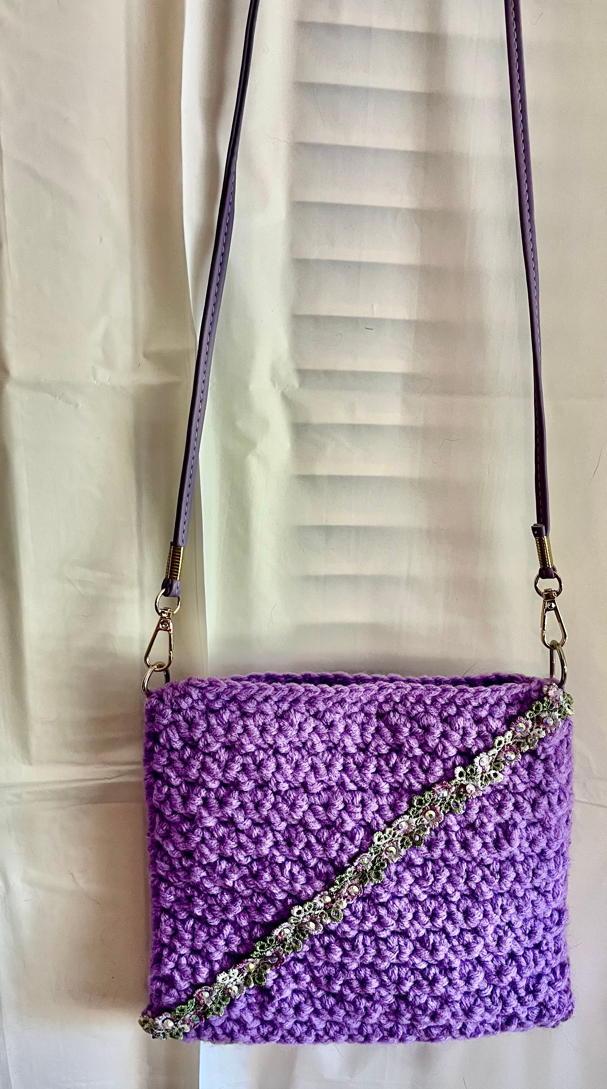 Lilac Ribbon Crocheted Purse