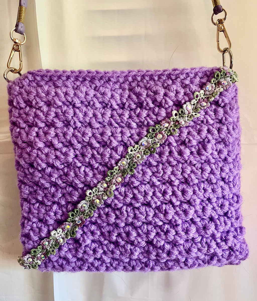 Lilac Ribbon Crocheted Purse