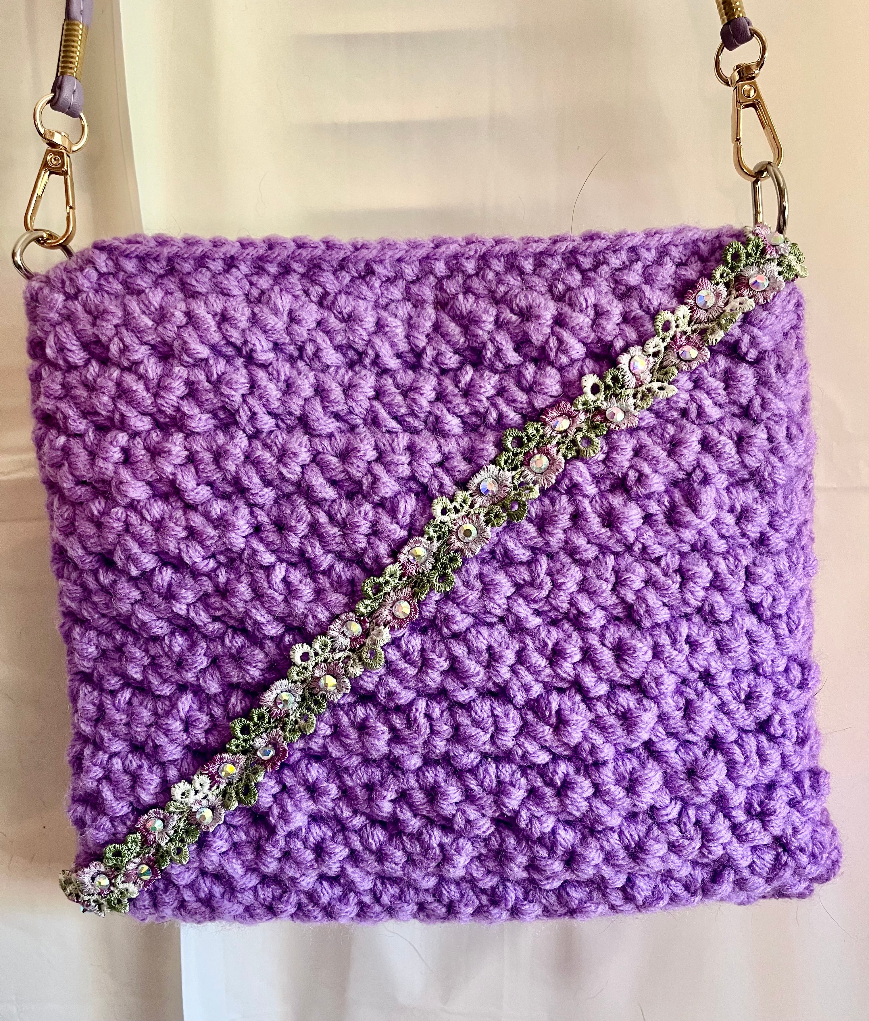 Lilac Ribbon Crocheted Purse