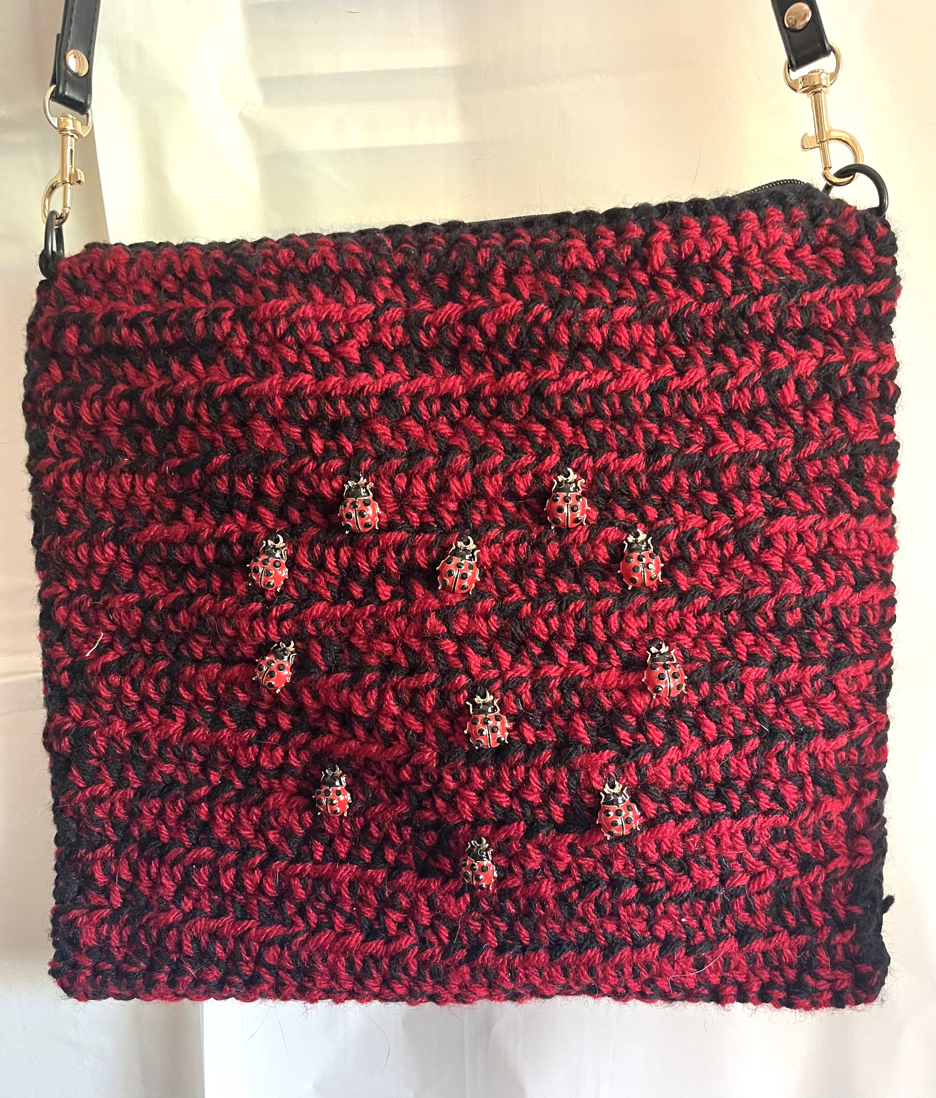 Red/Black Ladybug Crocheted Purse