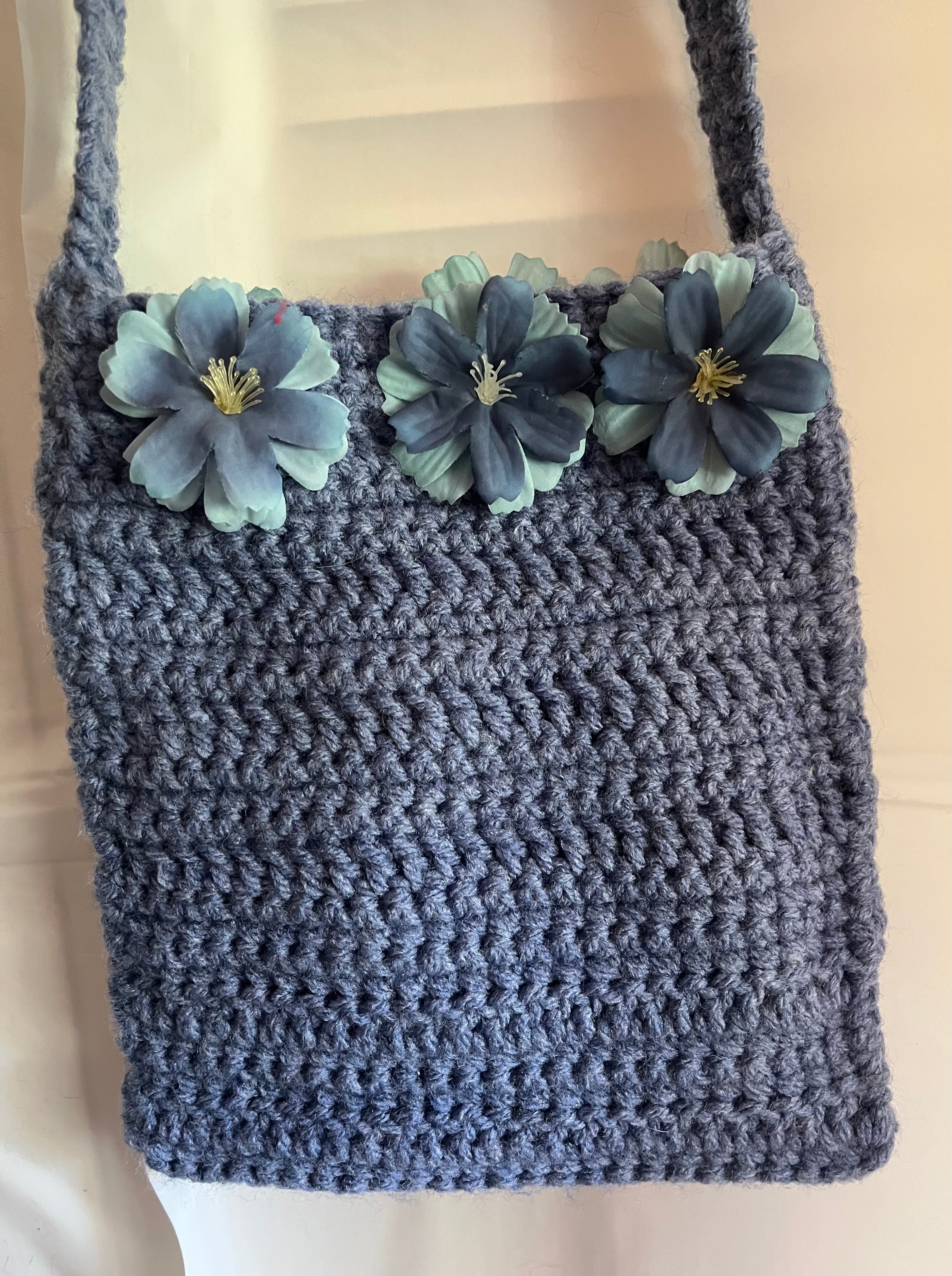 Denim Floral Crossbody Bag