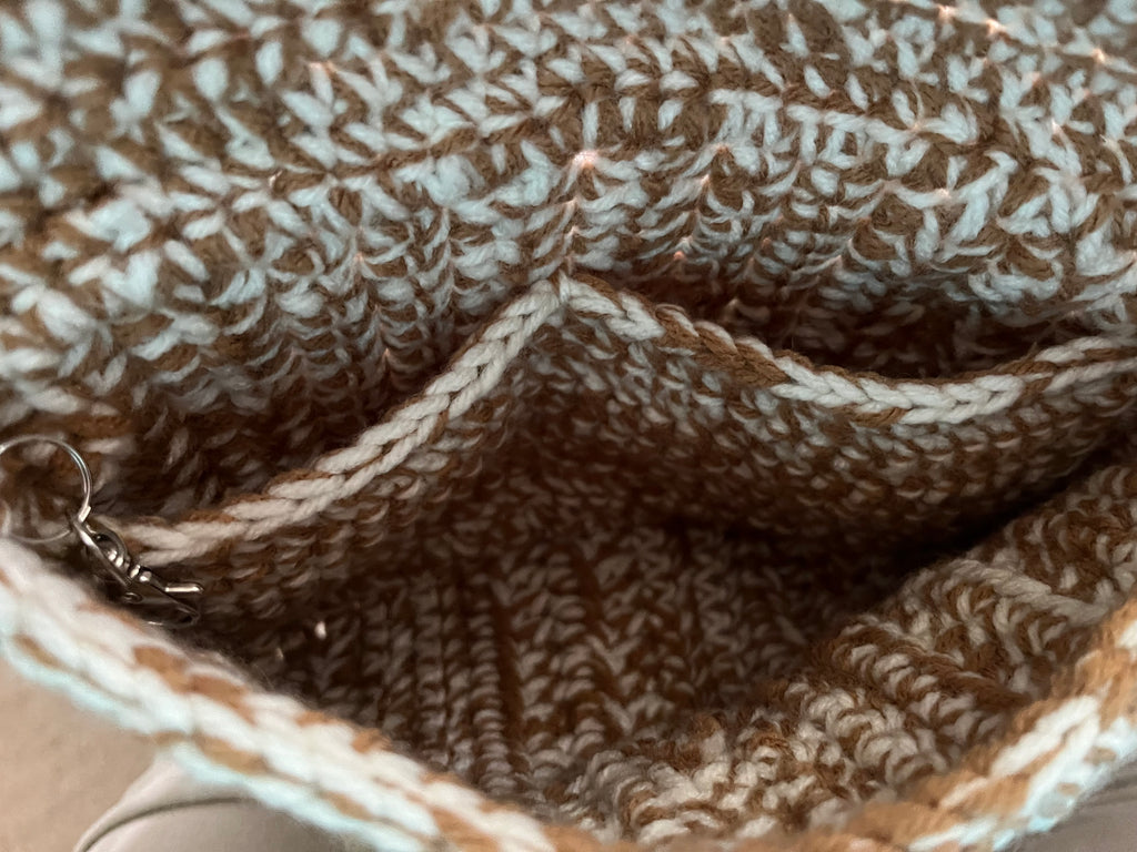 Tan/White Crocheted Purse