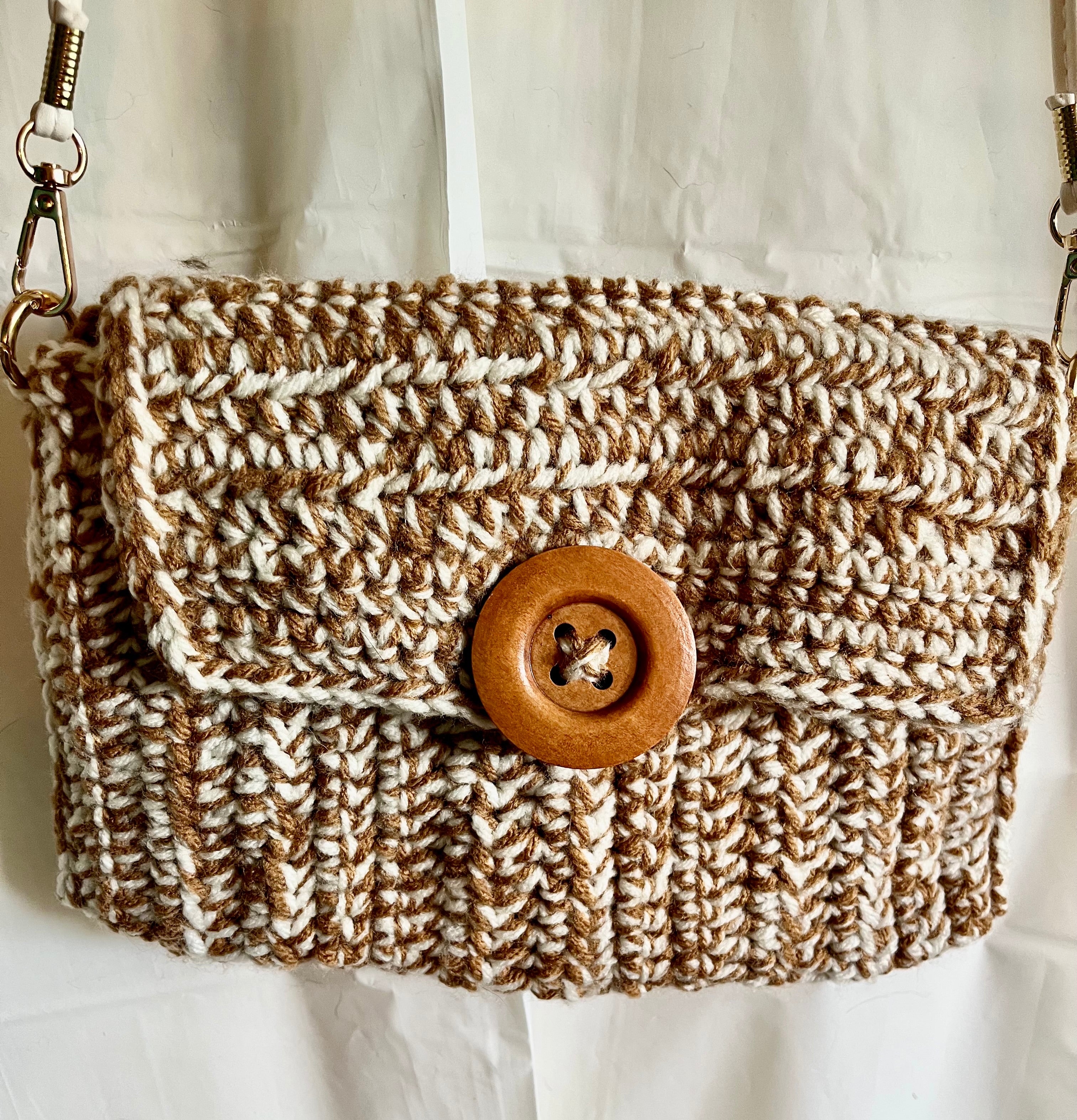 Tan/White Crocheted Purse