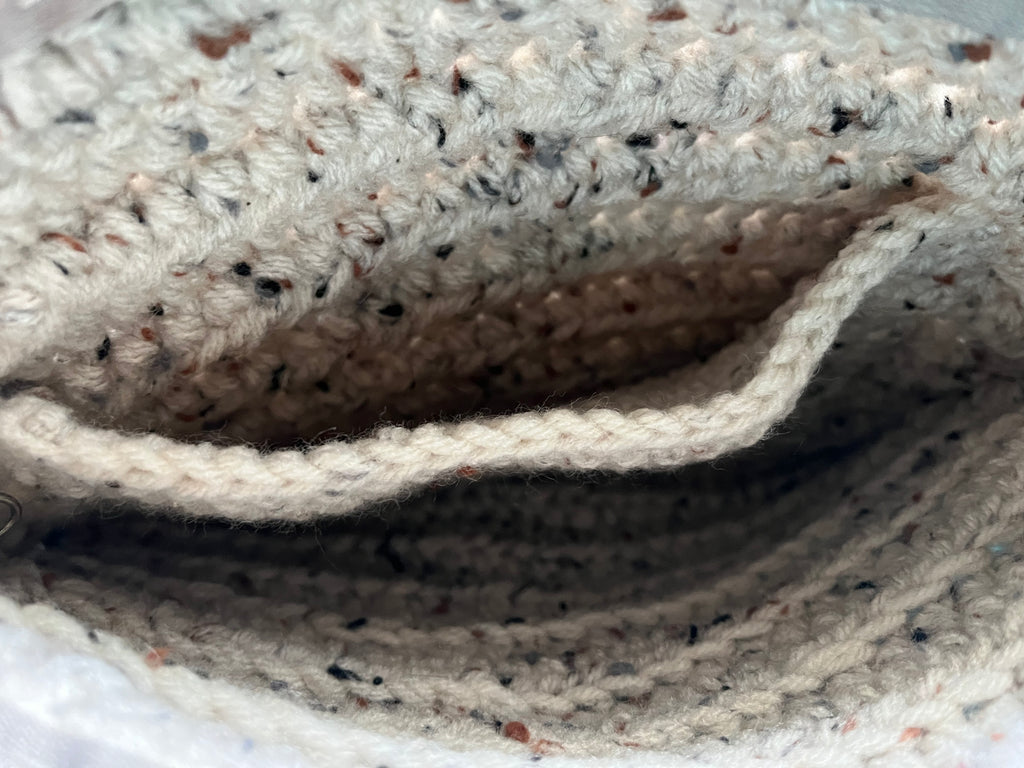 Light Grey Speckled Crocheted  Shoulder Purse