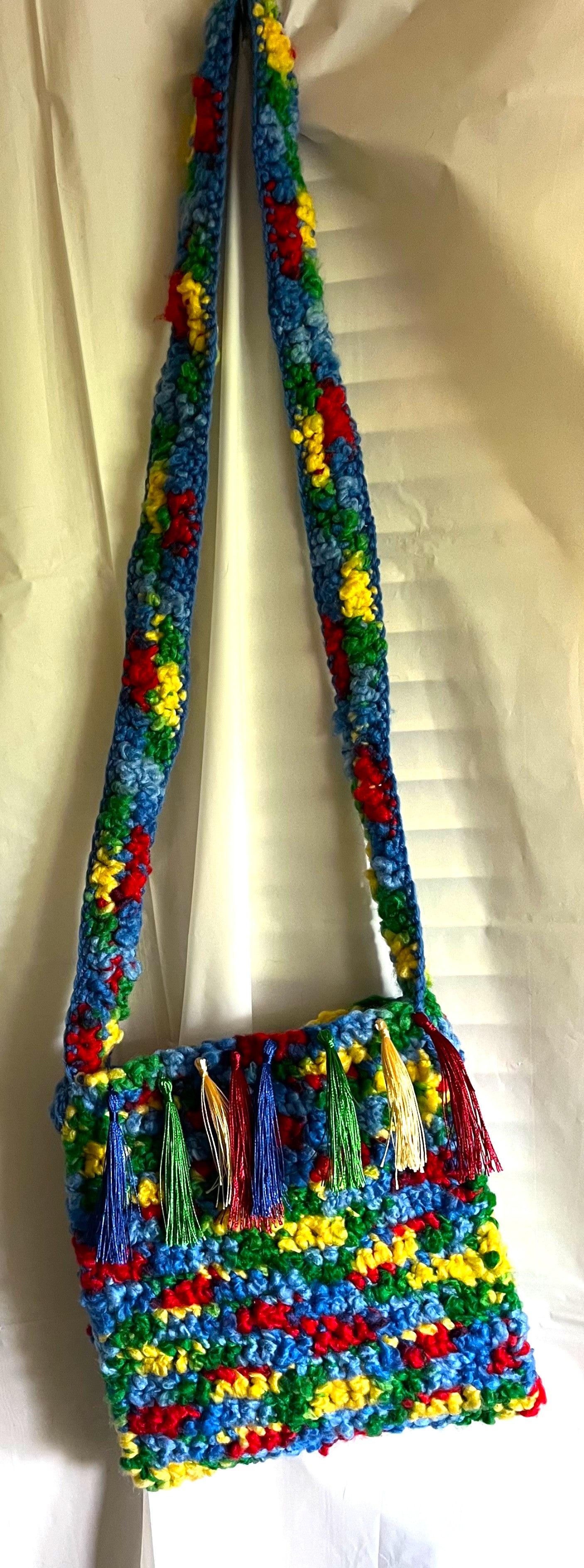 Primary Bright Crocheted Crossbody Purse