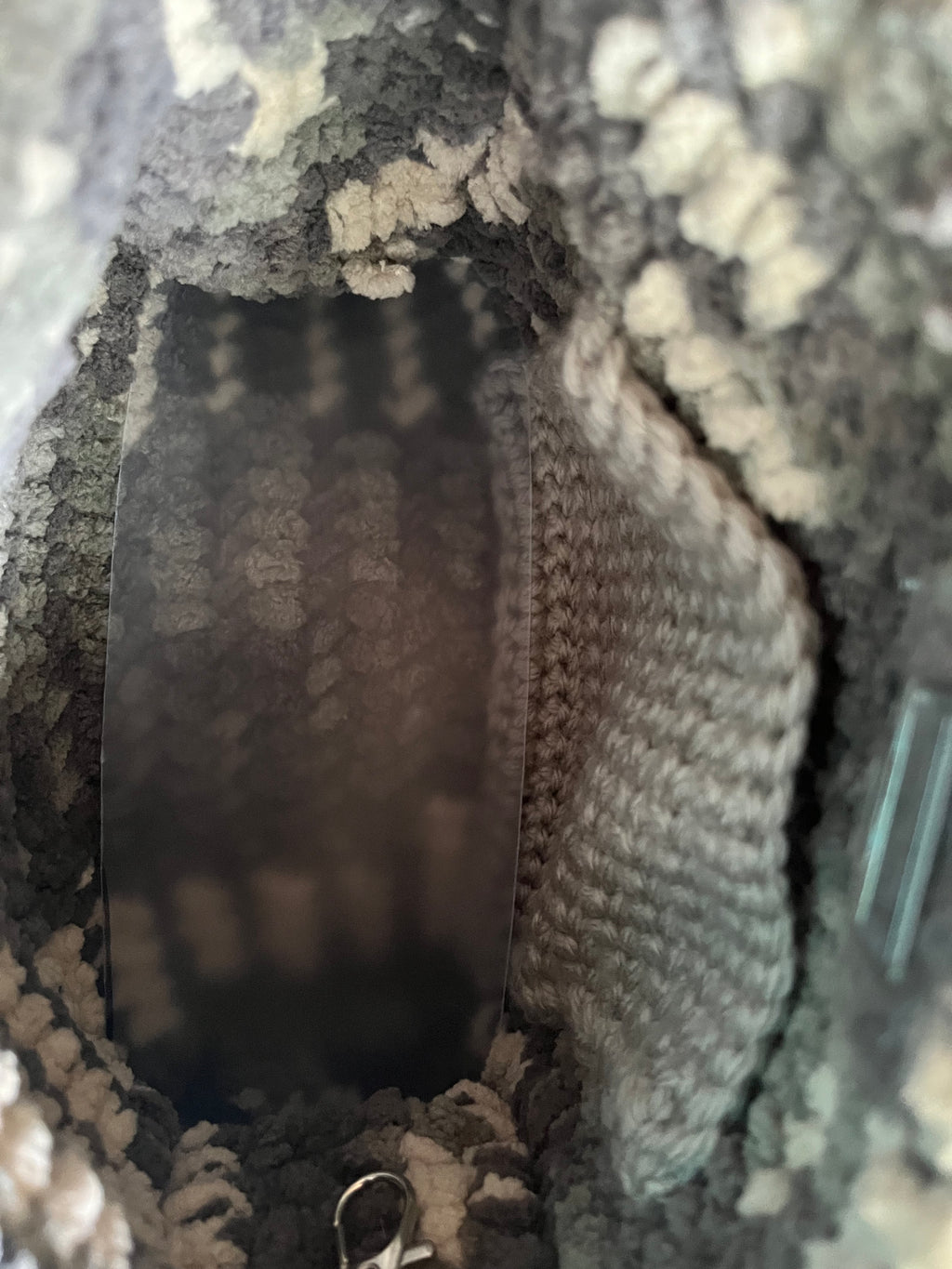 Dark Grey/Cream Pearl Chrocheted Purse