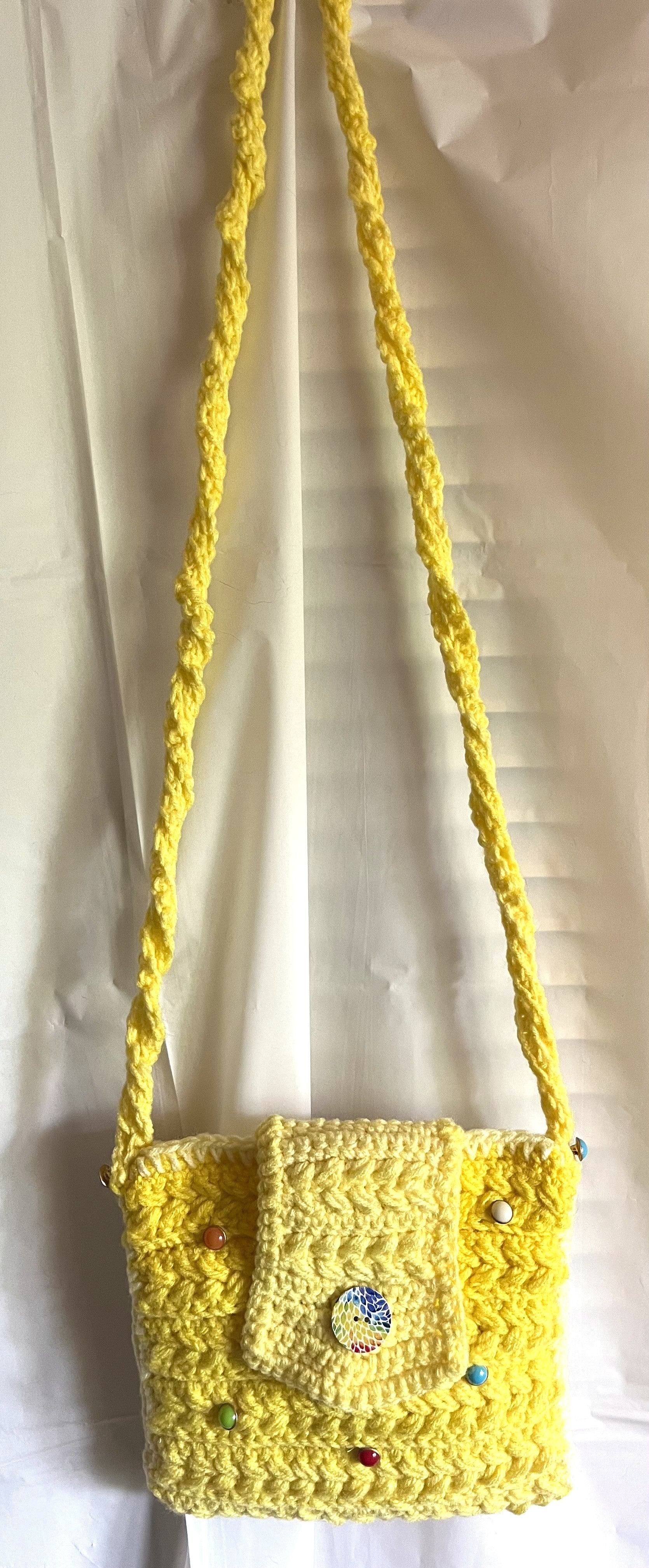 Sunshine Yellow Cross-Body Crocheted Purse