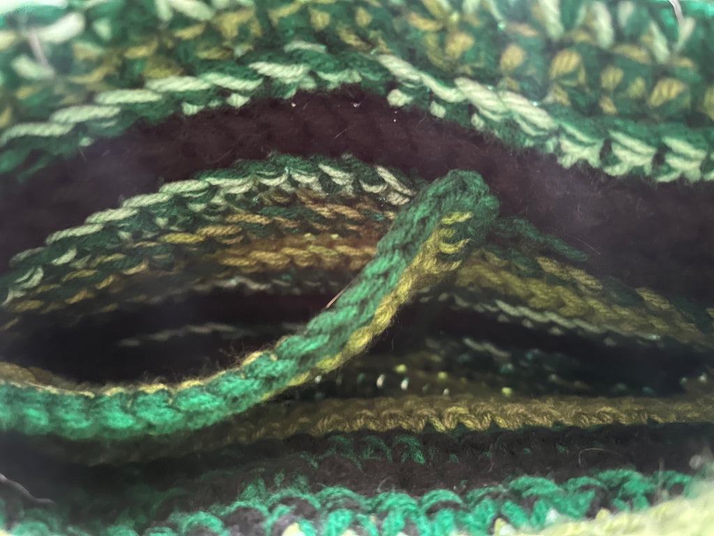 Variegated Green Bow Crocheted Handbag