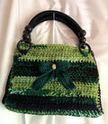 Variegated Green Bow Crocheted Handbag