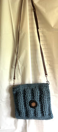 Grey/Blue Denim Chunky Crocheted Handbag