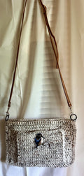 Cream Speckled Bird Crocheted Purse