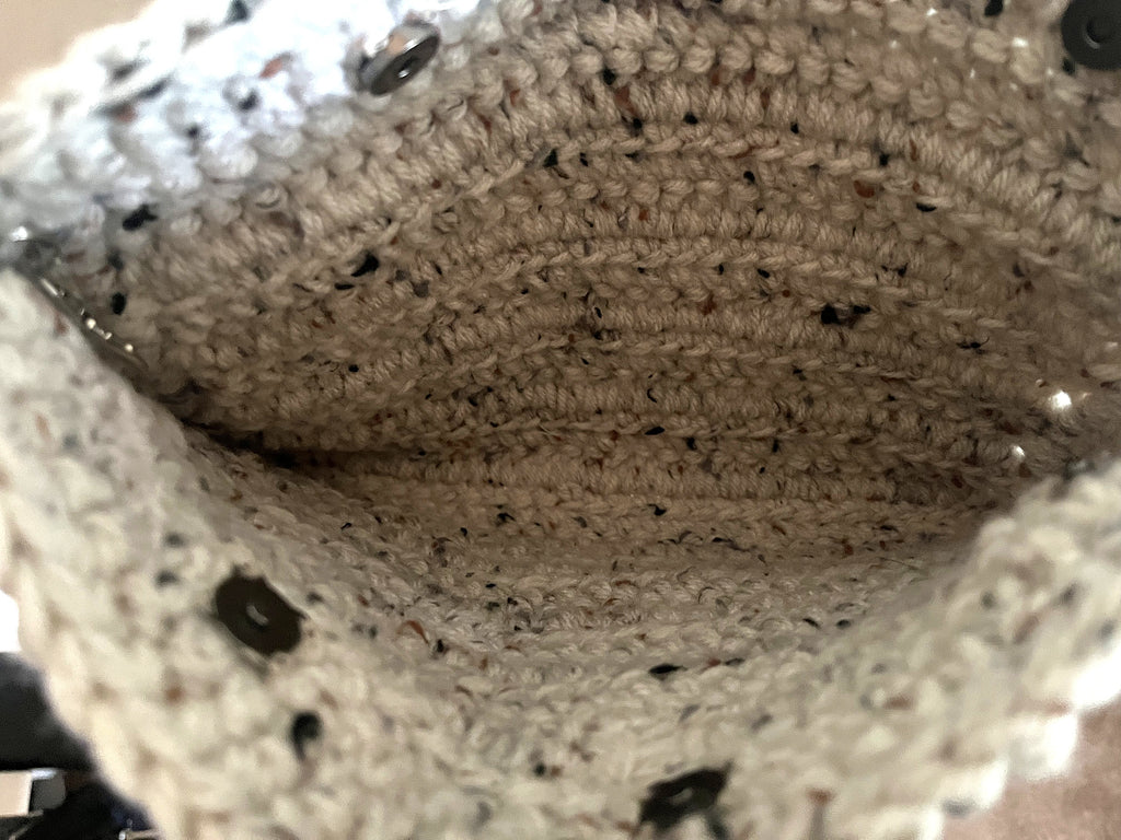Cream Speckled Bird Crocheted Purse
