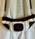 Crocheted Purse/ Brown/White Granny Squares